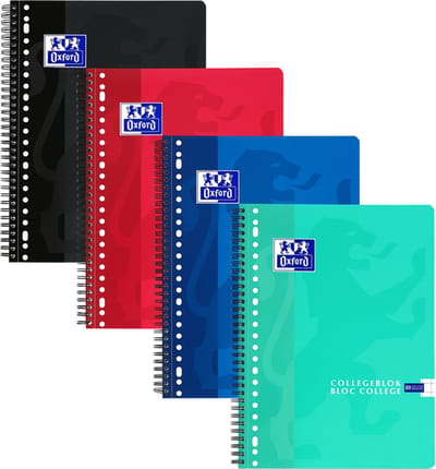 Collegeblok Oxford School A4 23-gaats ruit 10mm 80vel assorti | 10 stuks