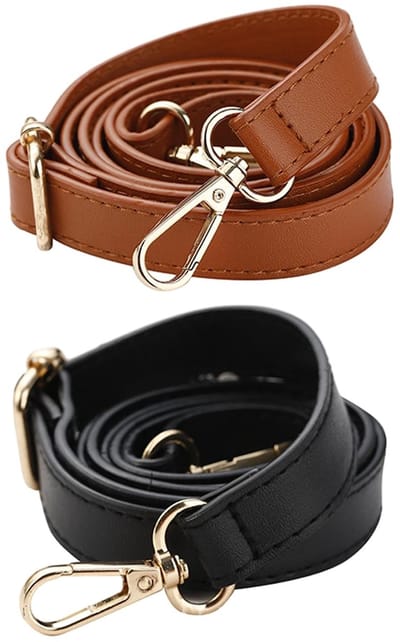 Cosensi - Vervangende Schouderbanden - Verstelbare Leren Schouderriemen - Zwart en Bruin - Stijlvolle Accessoire voor Dames - Geschikt voor Handtas...