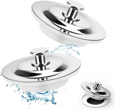 Afvoerstop Set - Wastafelstop Douche - Water Dicht Maken - Licht Handvat - 42-45mm Diameter - Zilver