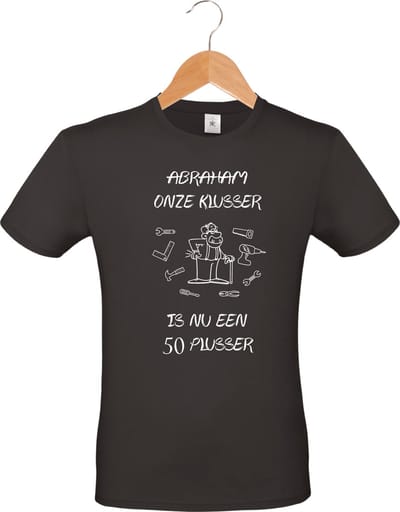 mijncadeautje - T-shirt unisex - zwart - Abraham onze klusser, is nu 50 plusser - maat S