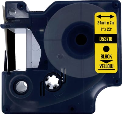 DULA Dymo D1 53718 - S0720980 - Compatible label tape - 1 lettertape - Zwart op geel - 24mm x 7m