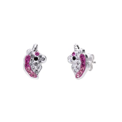 Lucardi Kinder Zilveren kinderoorknoppen unicorn - Oorbellen - 925 Zilver - Zilverkleurig