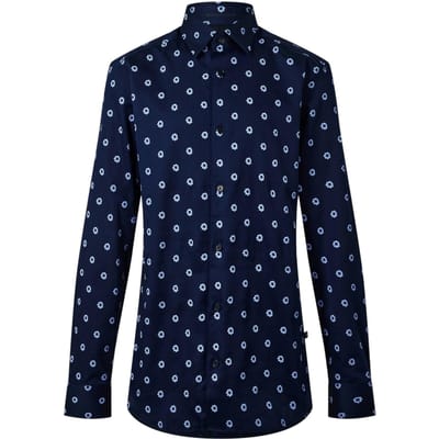 Ted Baker Heren Ditsy Bloemen Overhemd met Lange Mouwen (Marineblauw)
