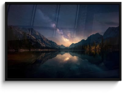 Poster in lijst - Fotolijst 120x80 cm - Posters - Kristalhelder meer - Bergen - Bergen - Posterlijst zwart - Decoratie - Wanddecoratie woonkamer - Muurdecoratie slaapkamer