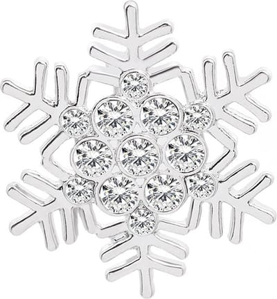 Kerst Broche - Broche in zilveren kleur, Sneeuwvlok met strass