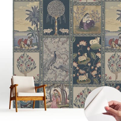 Wallfluent Zelfklevend Behang - Romantische scène Zelfklevend fotobehang - 250x250 cm - Marine Zelfklevend Behang - Herpositioneerbaar - Voor de woonkamer, slaapkamer en kantoor Zelfklevend Behang