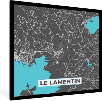 Fotolijst incl. Poster - Le Lamentin - Stadskaart - Kaart - Frankrijk - Plattegrond - 40x40 cm - Posterlijst