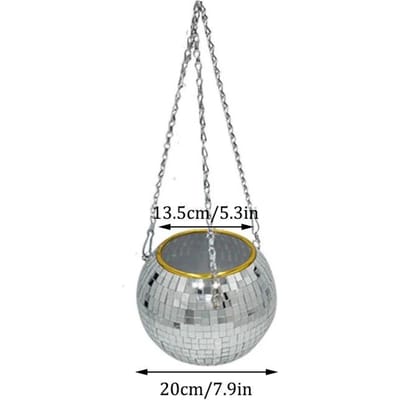 1 STKS Discobal Creatieve Ronde Bloempot Hangmand Plastic Glas Spiegel Plantenpot Succulent Zilverachtig