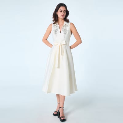 Fit-and-flare cocktailjurk met tafzijde en kralen