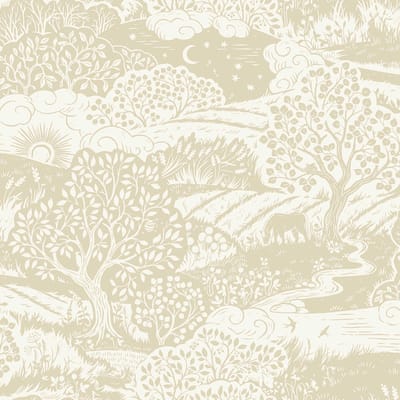 Boråstapeter Vliesbehang 5829 - Nordic Folks - Toile de Jouy Geel - 53cm x 10.05m