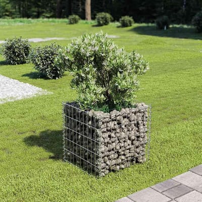 Gabion Mand - Schanskorf - Tuinrand Creëren - Verzinkt Staal - 50x50x50 cm - Zilver