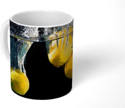 Mok - Koffiemok - Citroen - Fruit - Stilleven - Water - Geel - Mokken - 350 ML - Beker - Koffiemokken - Theemok