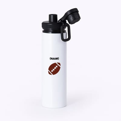 Hacebo® - Rugbybal met eigen naam waterfles met draaidop zwart - Rugby - mensen die houden van rugby - gepersonaliseerde - sport - rugby liefhebbers - verjaardagscadeau - kado - gift - geschenk - verrassing - water fles - 850ML
