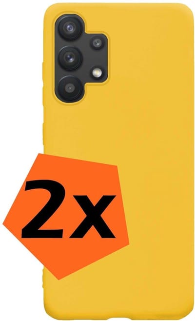 Hoes - 2 Stuks - Geschikt voor Samsung Galaxy A32 5G - Sterk & Shockproof - Case Siliconen - Back Cover - Telefoon Hoes - Geel