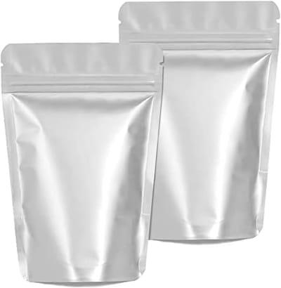 100 Stuks Mylar Zakjes voor Voedselopslag - Geurresistente Resealable Pouches voor Snoep, Koekjes en Badzout (9cm x 13cm, Zilver)