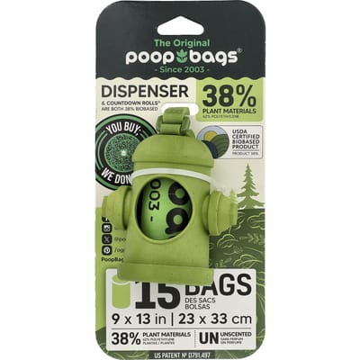 Originele Poepzakjes, Dispenser + Zakje, Groen, Geurloos, 1 Stuk, 15 Zakjes beige