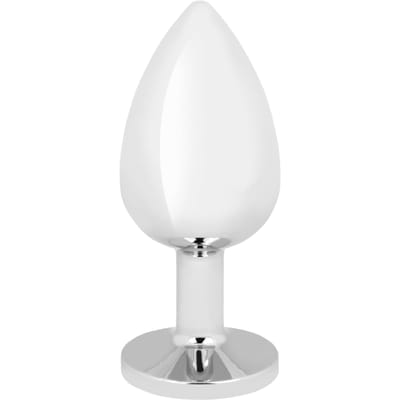 Edelstalen dildo met kristal, zilver, 10 cm