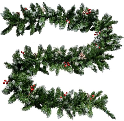 Clayre & Eef Kerstslinger Guirlande 270 cm Groen Kunststof