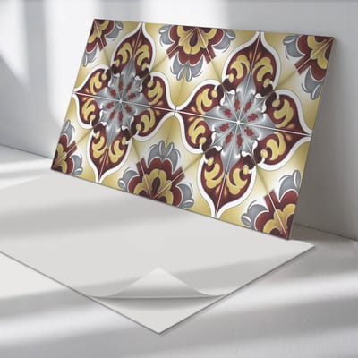 Wallfluent Vinyl Wandpaneel - Decoratief patroon met een bloemenmotief Zelfklevende Wandbekleding - 100 cm x 50 cm - Beige Vinyl Wandpaneel - 1 stuk - Rechthoekig Wandbekleding - Texturen Wandpaneel - Wandpaneel PVC - Wandpaneel Keuken en Badkamer