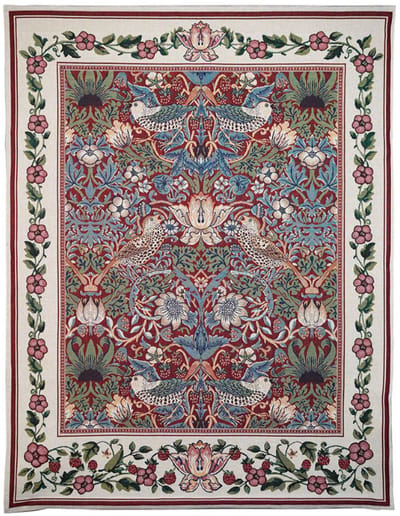 Wandkleed - Wandtapijt - Gobelinstof - Strawberry Thief Red - William Morris - Rood - 112 x 139 cm