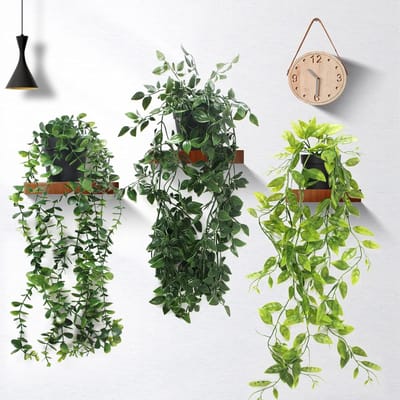 Famanu - Kunstplanten voor binnen en buiten, 3 hangende kunstplanten met pot, kunstklimop, hangplant, kunststof, kunstplant voor bruiloften, tuinen, huisdecoratie