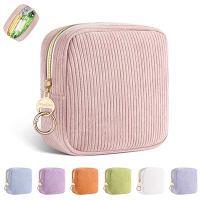 Stylische opbergtas voor maandverband en menstruatieproducten - lichtroze organizer voor meisjes