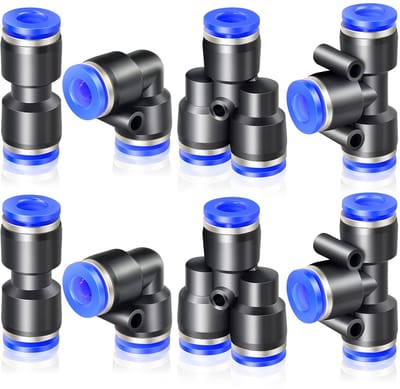 JHUBERS- Montagekit 8mm OD - Push om fittingen aan te sluiten - Robuust en duurzaam - Lange levensduur - Eenvoudige montage - Hoge installatie-efficiëntie - Pneumatische Fittingen