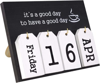 Eeuwigdurende Houten Kalender Flip Blokken Week Maand Datum - Vintage Bureau Decoratie