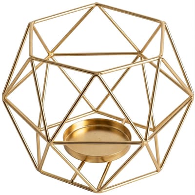 Goudkleurig metaal waxinelichthouder geometrisch ster design kaars houder open frame decoratief voor tafel en interieur geschikt voor dames en heren