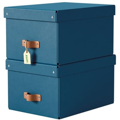 Leitz Puro Middelgrote Opbergdoos met Deksel - Set van 2 - 17L - 100% Gerecycled Karton - Donkerblauw