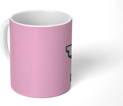 Mok - Koffiemok - Groen - Teskt - This is art - Roze - Mokken - 350 ML - Beker - Koffiemokken - Theemok - Mok met Tekst