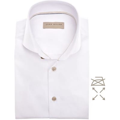 John Miller Overhemd Non-Iron Cotton-Stretch Plain Button Contrast Wit / male