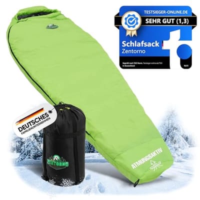 Winterslaapzak - Mummy slaapzak - Kamperen en outdoor - Waterafstotend en ademend - 210 x 75 cm - Groen