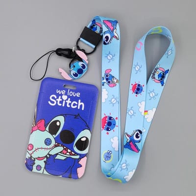 Nieuwste Stitch Kaarthouder Anti-verlies Cartoon Nekband Kaarthouder en Meisjes Speelgoed Lanyard Badgeclip Cadeau, geweldig voor dagelijks gebruik -A4491
