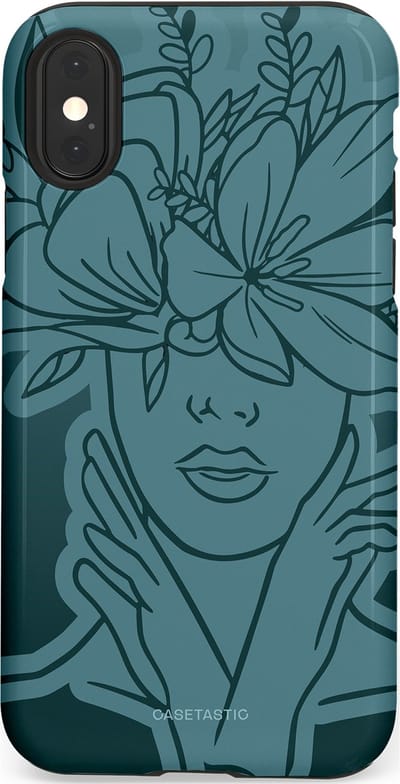 Casetastic hoesje geschikt voor Apple iPhone X / Apple iPhone XS - Dubbellaagse bescherming - Flora Femme - Fashion Case - Petrol Donkergrijs Grijs
