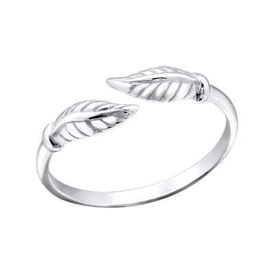 WeLoveSilver - zilveren teenring - bladontwerp - nikkelvrij