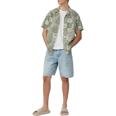 s.Oliver Qs T-shirts White Maat: M | T-shirts met Print Outlet | Heren | Groen