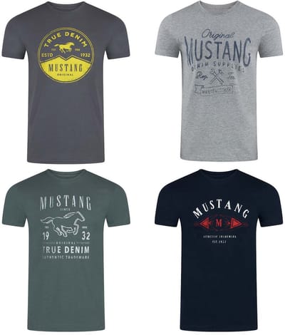 Mustang Heren T-Shirt 4er Pack regular fit Veelkleurig S Ronde Hals Volwassenen gemaakt van 100% katoen