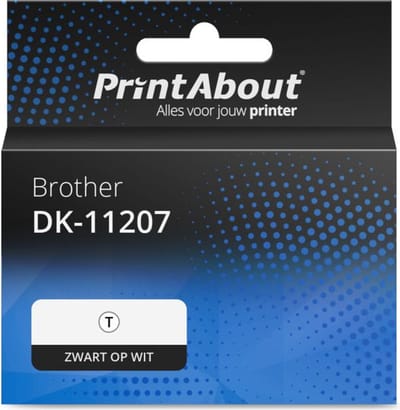 PrintAbout huismerk Etiket DK-11207 Zwart op wit (58 x 58) (DVD/CD) Geschikt voor Brother