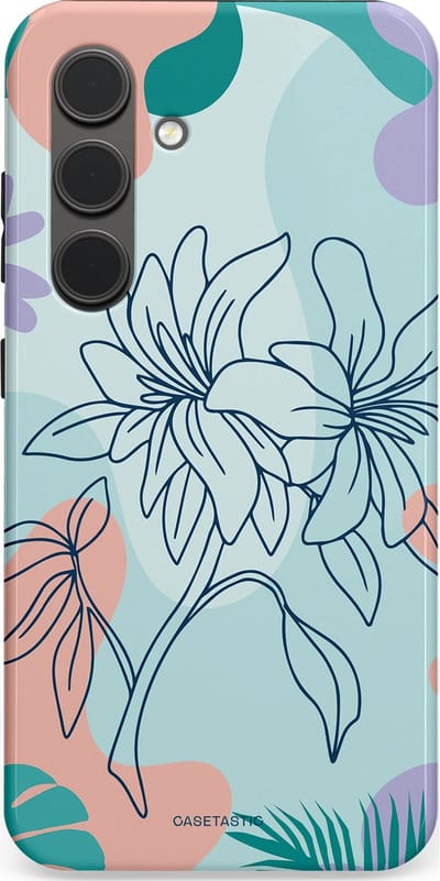 Casetastic Hoesje Geschikt voor Samsung S24 - Stijlvolle Beschermende Duo-layer Case - Mint Bloemprint