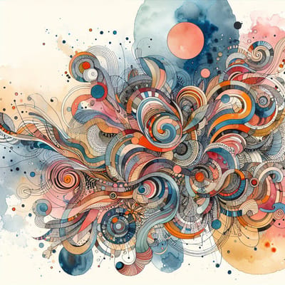 Abstract aquarel schilderij | Flowing colors dance in harmony on canvas, creating magic | Kunst - 80x80 centimeter op Dibond | Foto op Dibond