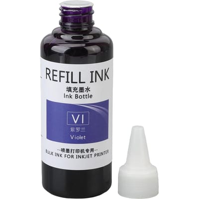 Stempel Navulinkt 100ml Hoge Hechting Sneldrogend Kleurecht Wijdverspreid Eierdatumstempelinkt voor Zakelijk Gebruik paars