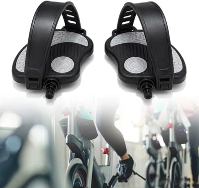 Thijox - 1 paar hometrainer-pedalen met verstelbare banden 9/16" spindel (14,3 mm) antislip vervangende fietspedalen voor spinning bike en indoor fiet