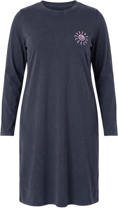 Studio Untold - Dames - Jersey jurk A-lijn midi-lengte Sun-borduursel - Antraciet melange - Maat 42+