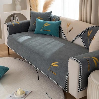 Moderne Chenille Bankhoes Tarwearen Borduurwerk Bankhanddoek Vier Seizoenen Universele Bankmat Antislip Slipcover voor Woonkamer 70x70cm 1pcs
