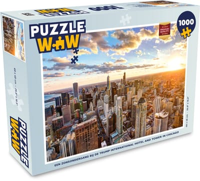 Puzzel Een zonsondergang bij de Trump International Hotel and Tower in Chicago - Legpuzzel - Puzzel 1000 stukjes volwassenen