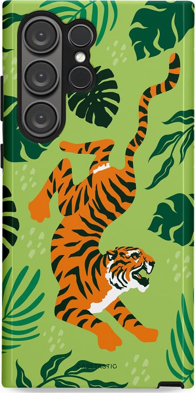 Casetastic Hoesje Geschikt voor Samsung S23 Ultra - Stijlvolle Beschermende Duo-layer Case - Tijgerwoud