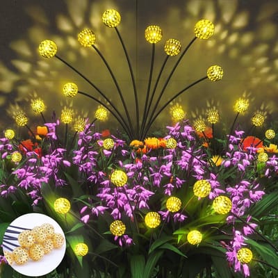 Buitenverlichting voor de tuin met 8 LED vuurvliegjes - Waterdichte solar lampen voor tuinpad en decoratie met verbeterde cricketgeluiden