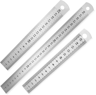 Metalen Liniaal Set - Roestvrij Staal Liniaal - Precisie Tekenen - Roestvrij Staal - 3 Stuks 30cm - Zilver