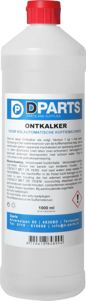 Dparts universeel ontkalker - 1 liter - voor koffiezetapparaat en waterkoker - Geschikt voor Bosch Siemens EQ Miele Philips Saeco Senseo Krups Delonghi Jura Nespresso - 1000ml Koffiemachine Ontkalking Ontkalker